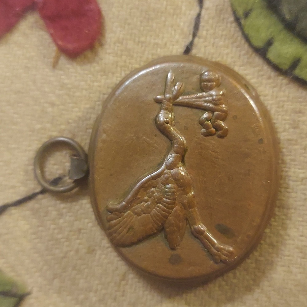 ❤️ Vintage Birth Gramm Copper Stork & Baby Chocolate Mold